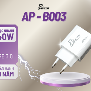Củ sạc nhanh đôi APEST AP-B003 – PD 20W, hỗ trợ sạc 2 cổng